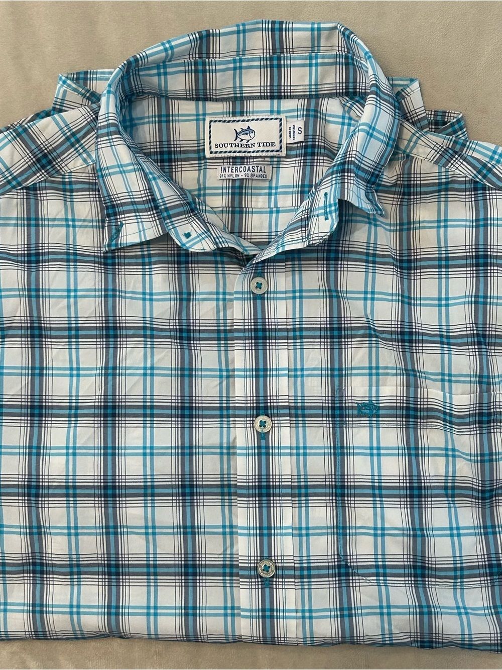 Southern Tide Intercoastal Shirt Mens Small S Plaid Performance Button Down